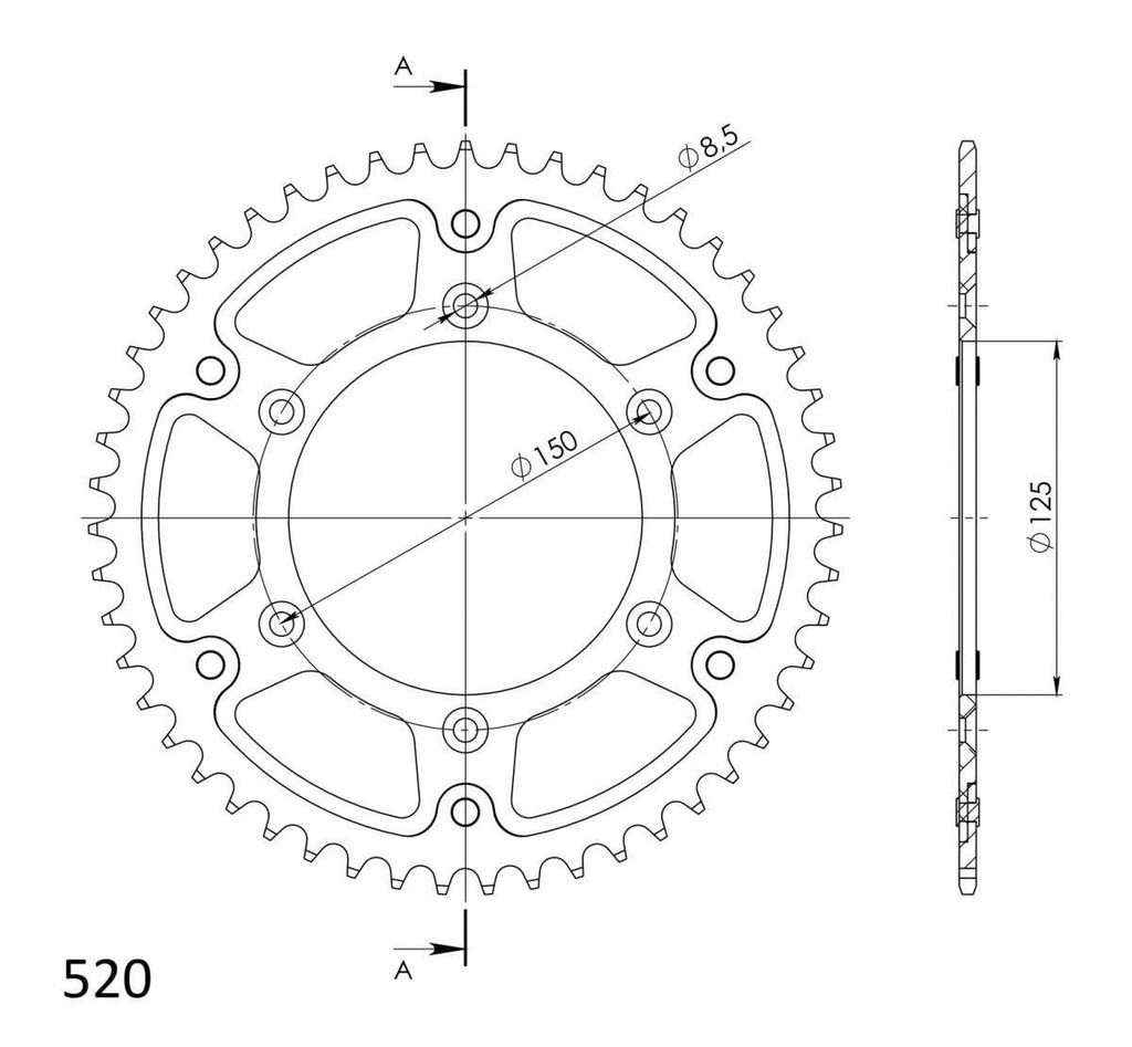 Supersprox Stealth Rear Sprocket 52T Blue KTM|HSQ  125-701cc