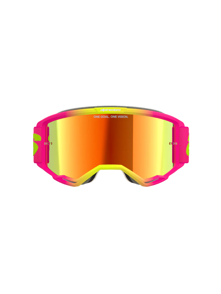 Alpinestars Vision 5 Wordmark MX Goggles Pink/Yellow Mirror Red