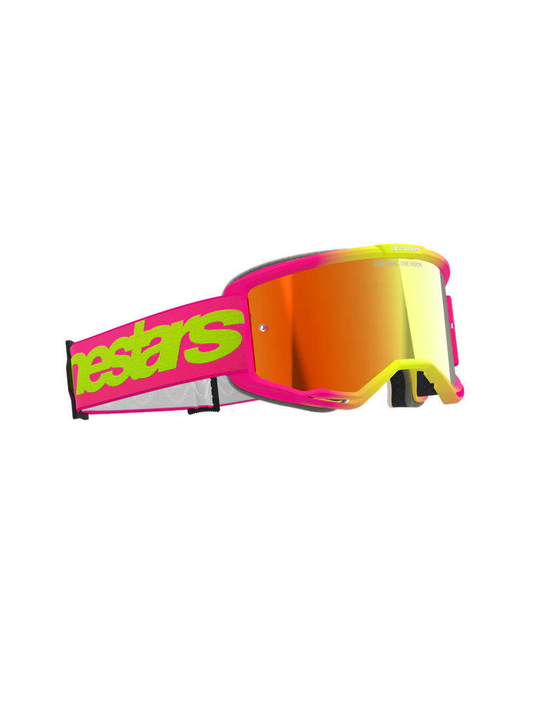 Alpinestars Vision 5 Wordmark MX Goggles Pink/Yellow Mirror Red