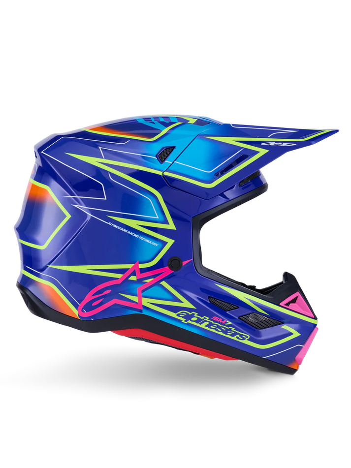 Alpinestars Supertech M7 Cast Helmet Blue/Pink/Yellow Fluo ECE06