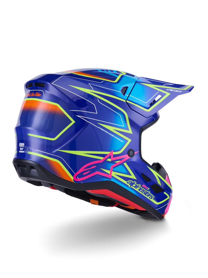 Alpinestars Supertech M7 Cast Helmet Blue/Pink/Yellow Fluo ECE06