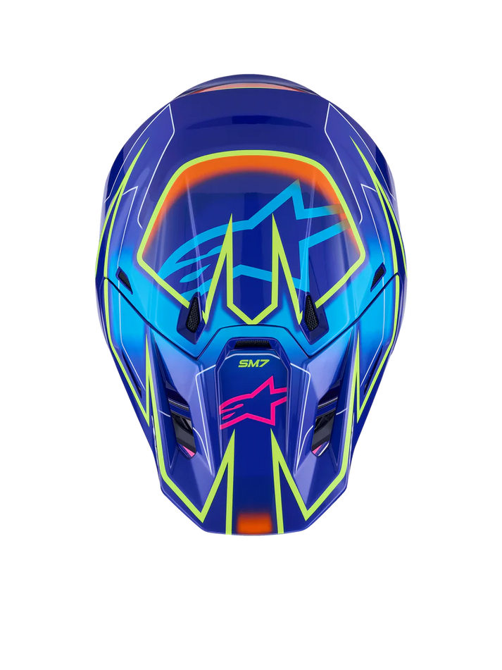 Alpinestars Supertech M7 Cast Helmet Blue/Pink/Yellow Fluo ECE06