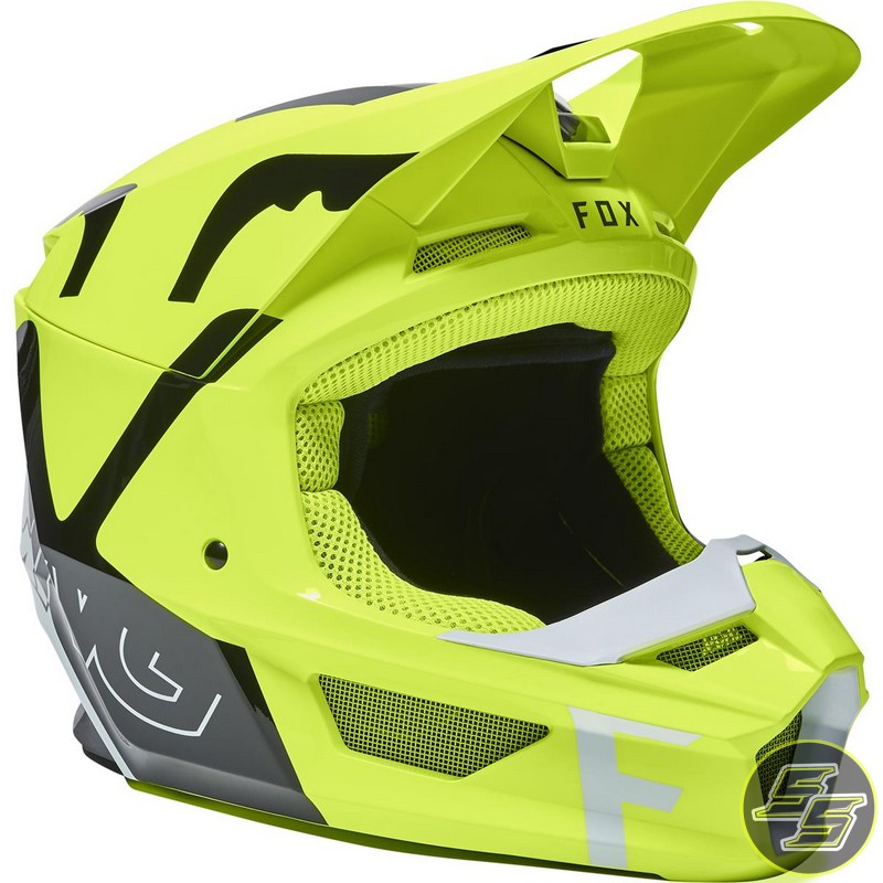 Fox V1 Skew MX Helmet Flo Yellow | Sprocket Sport