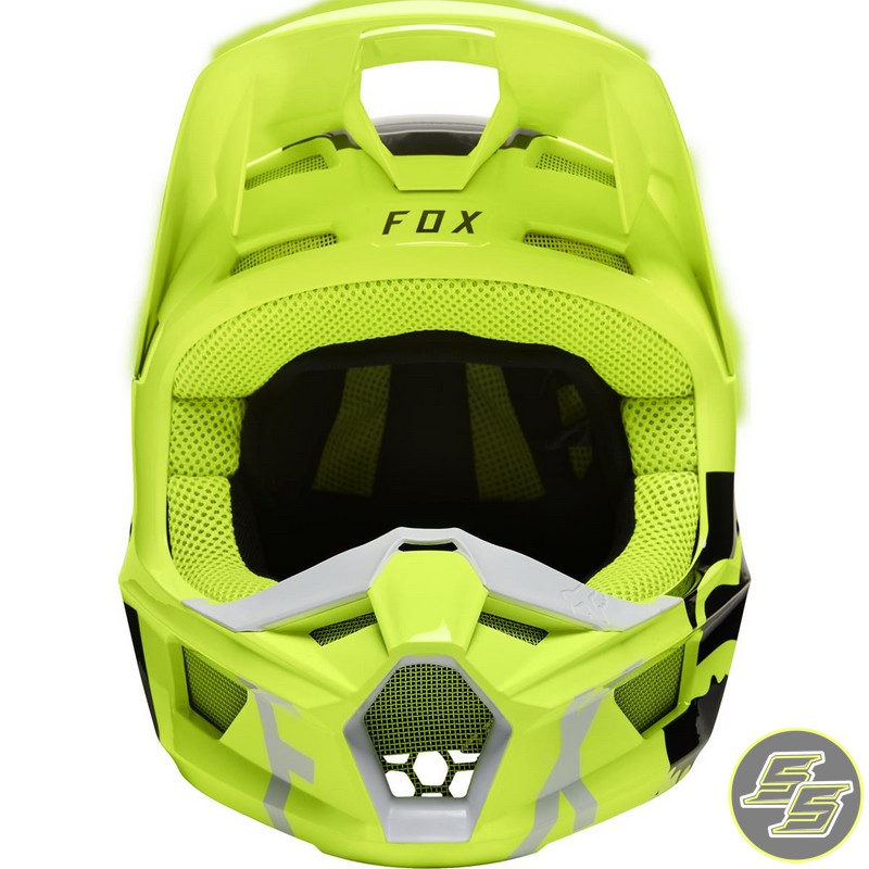 Fox V1 Skew MX Helmet Flo Yellow | Sprocket Sport