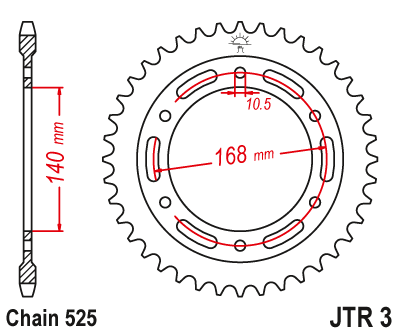 JT Sprocket Rear JTR3 42T Black