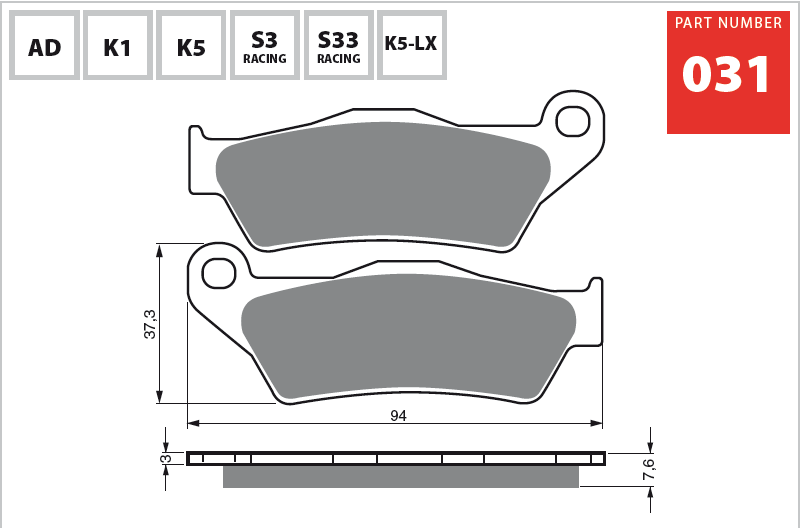 Goldfren 031-S3 Brake Pads Sintered FA181