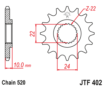 JT Sprocket Front JTF402 16T
