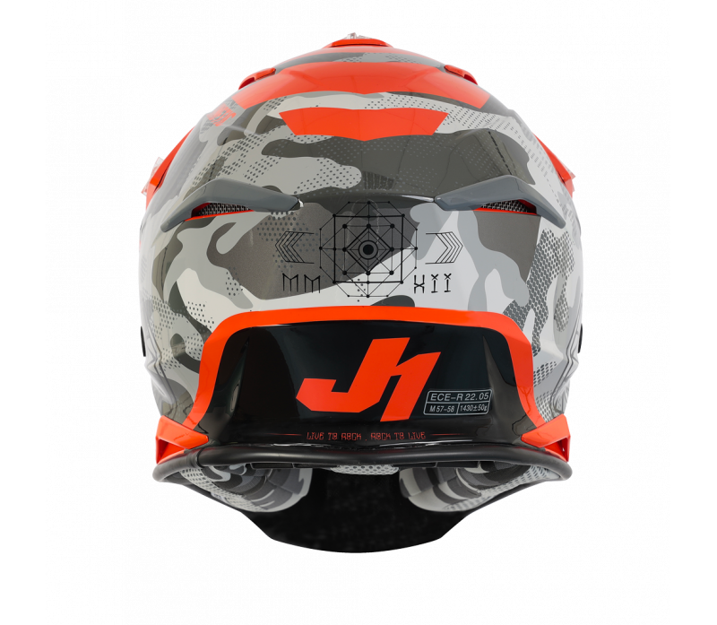 Just1 J39 Kinetic MX Helmet Camo Grey/Red/Fluo Orange