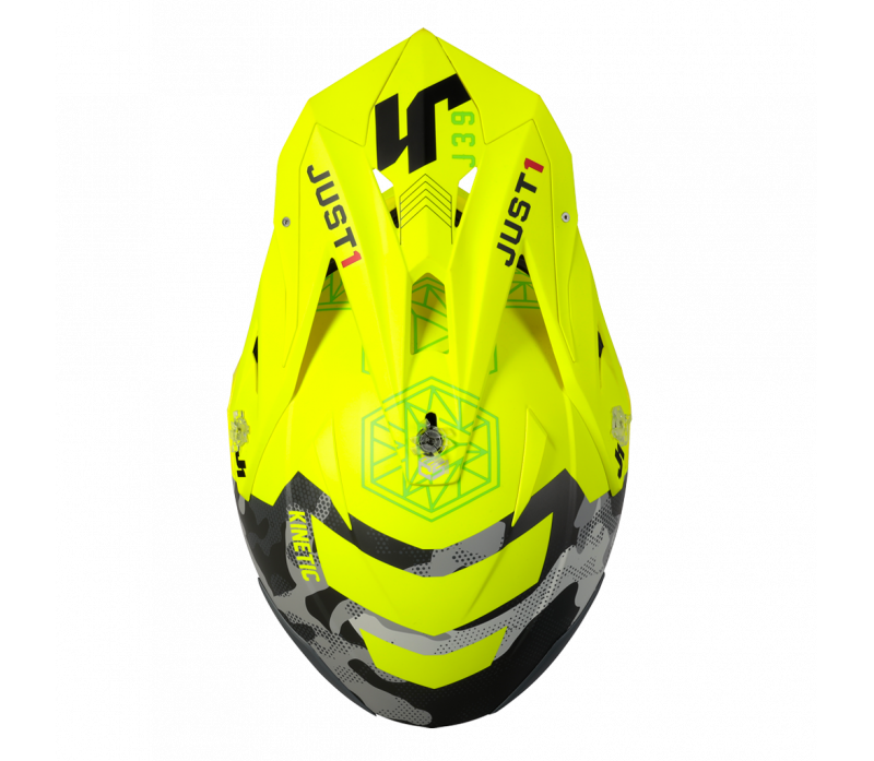 Just1 J39 Kinetic MX Helmet Camo Red/Lime/Fluo Yellow