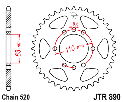 JT Sprocket Rear JTR890 45T