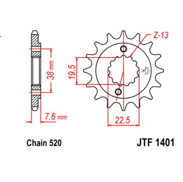 JT Sprocket Front JTF1401 14T