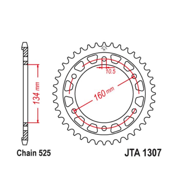 JT Sprocket Rear JTA1307 44T Racelite Aluminium