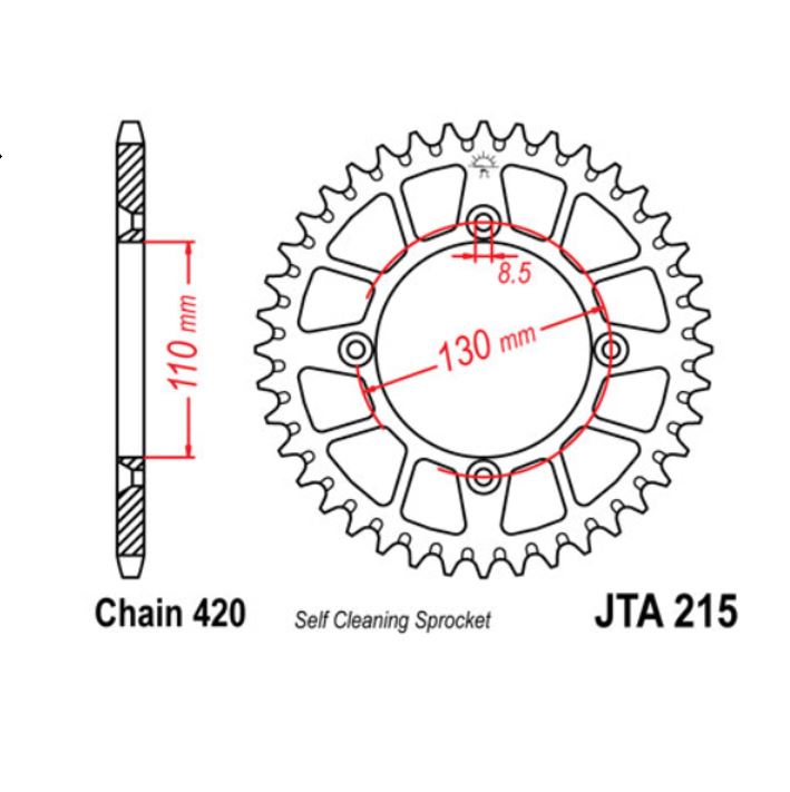 JT Sprocket Rear JTA251 52T Racelite Aluminium
