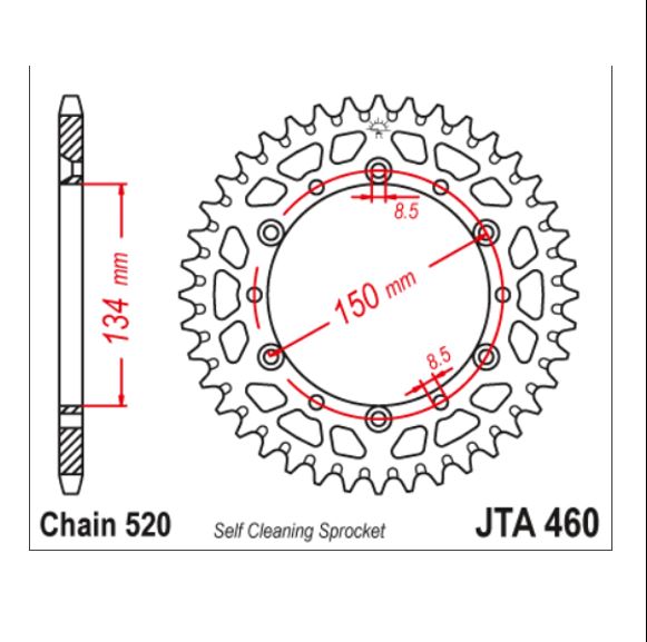 JT Sprocket Rear JTA460 46T Racelite Aluminium