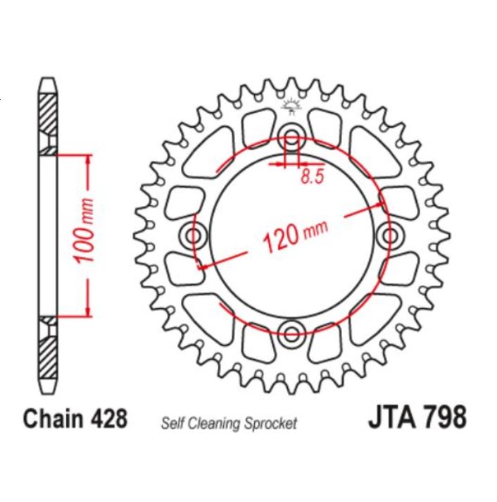 JT Sprocket Rear JTA798 52T Racelite Aluminium