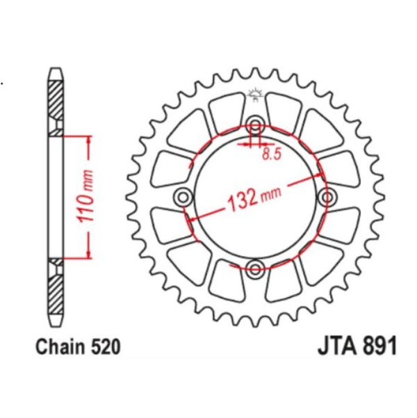 JT Sprocket Rear JTA891 48T Racelite Aluminium