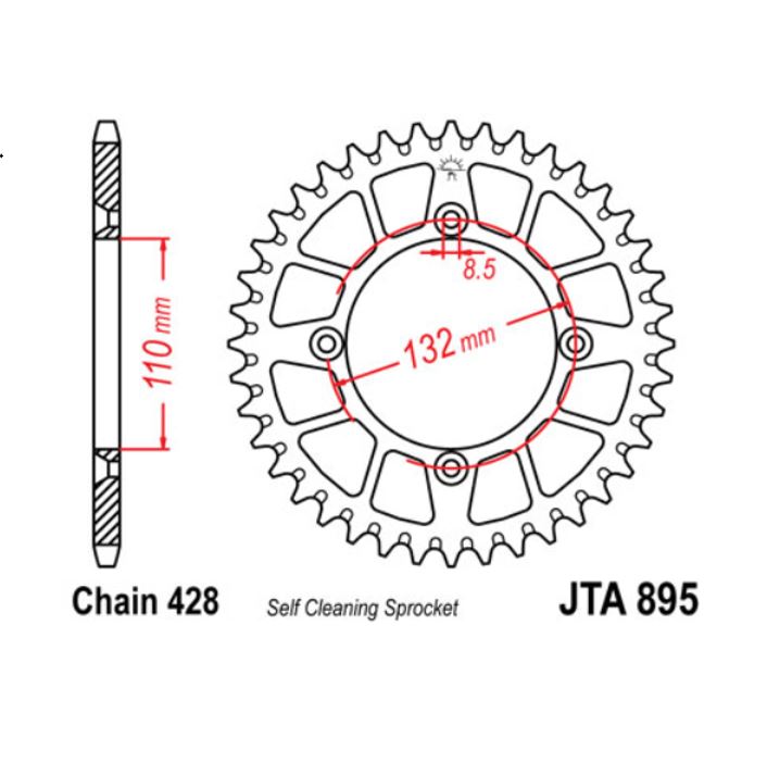 JT Sprocket Rear JTA895 47T Racelite Aluminium