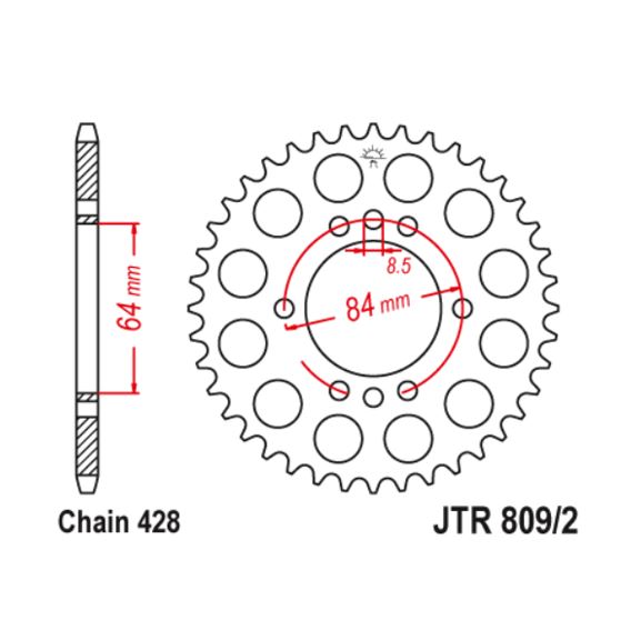 JT Sprocket Rear JTR809/2 45T