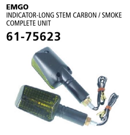 Emgo Indicator Long Stem Carbon/Smoked