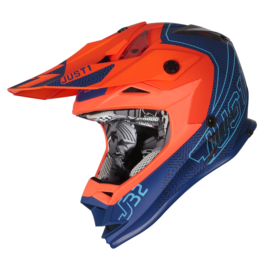 Just1 J32 Vertigo Youth MX Helmet Blue/Fluo Orange