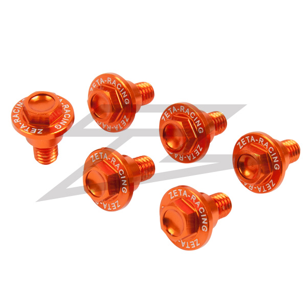 Zeta Fork Guard Bolt Set 6pc KTM / Husqvarna Orange