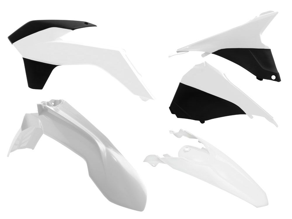 RTech Plastics Kit KTM EXC|EXCF '14-16 White/Black 5pc