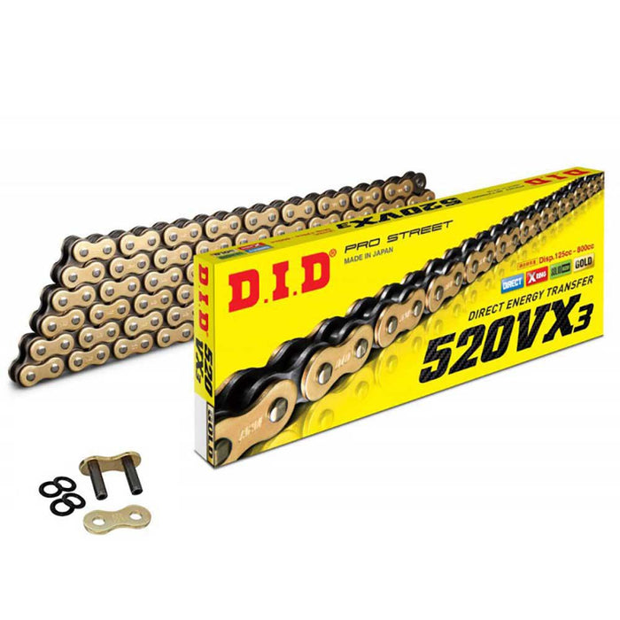 DID Chain 520 120L VX3 X-Ring FB Clip Gold/Black