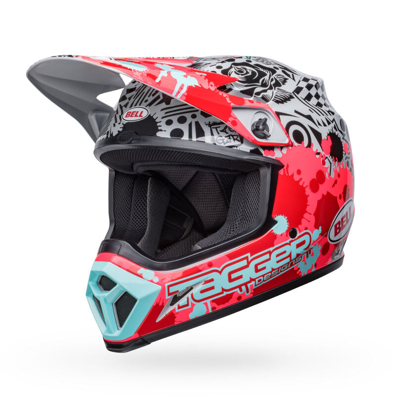 Bell MX-9 Mips Tagger Splatter MX Helmet Bright Red/Grey