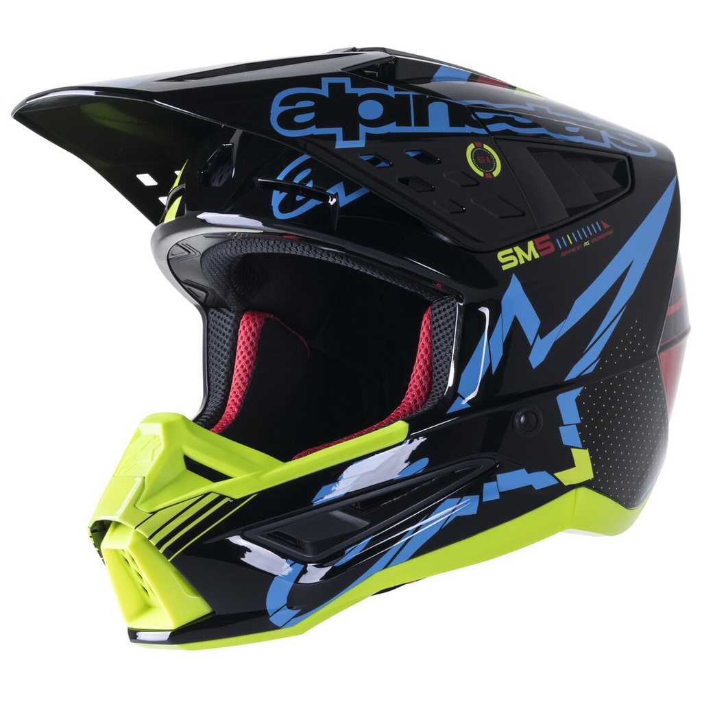Alpinestars SM5 Action MX Helmet Black/Cyan/Yellow