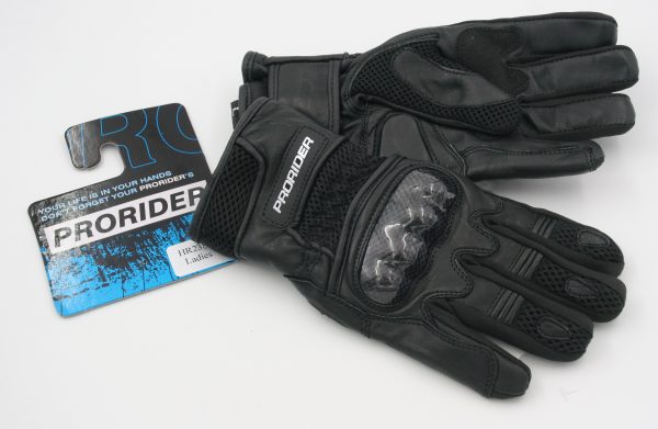 Prorider Road Glove Ladies Leather/Perforated Textile Black