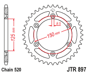 JT Sprocket Rear JTR897 41T