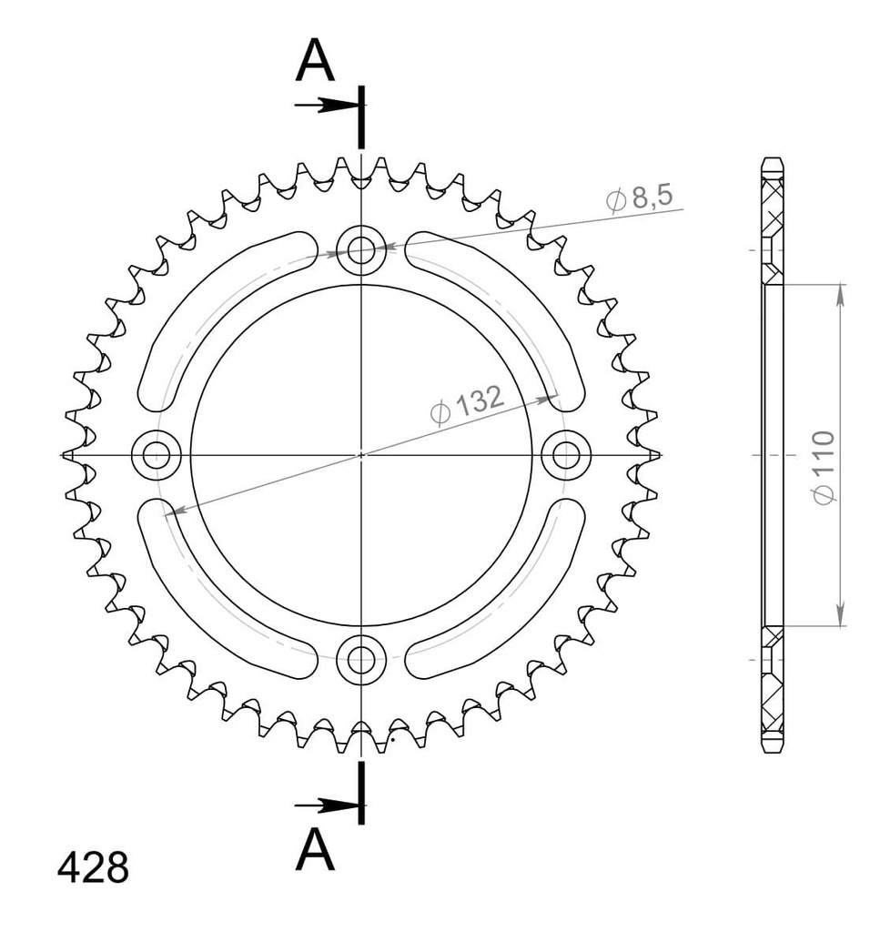 Supersprox Aluminium Rear Sprocket 46T Silver KTM85|HSQ85 SW '04-24