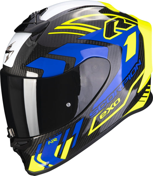 Scorpion EXO Full Face Helmet R1 Carbon Supra Black/Fluo Yellow/Blue