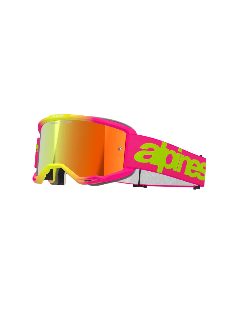 Alpinestars Vision 5 Wordmark MX Goggles Pink/Yellow Mirror Red