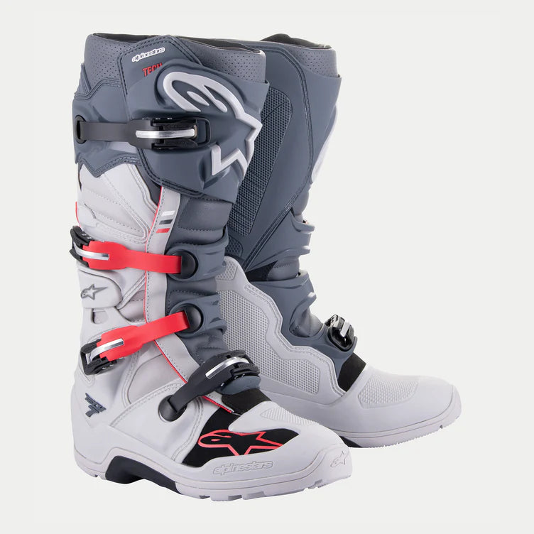 Alpinestars Tech 7 Enduro Boots Light Grey/Dark Grey/Red