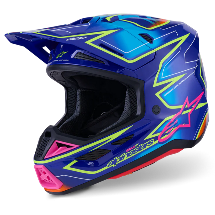 Alpinestars Supertech M7 Cast Helmet Blue/Pink/Yellow Fluo ECE06