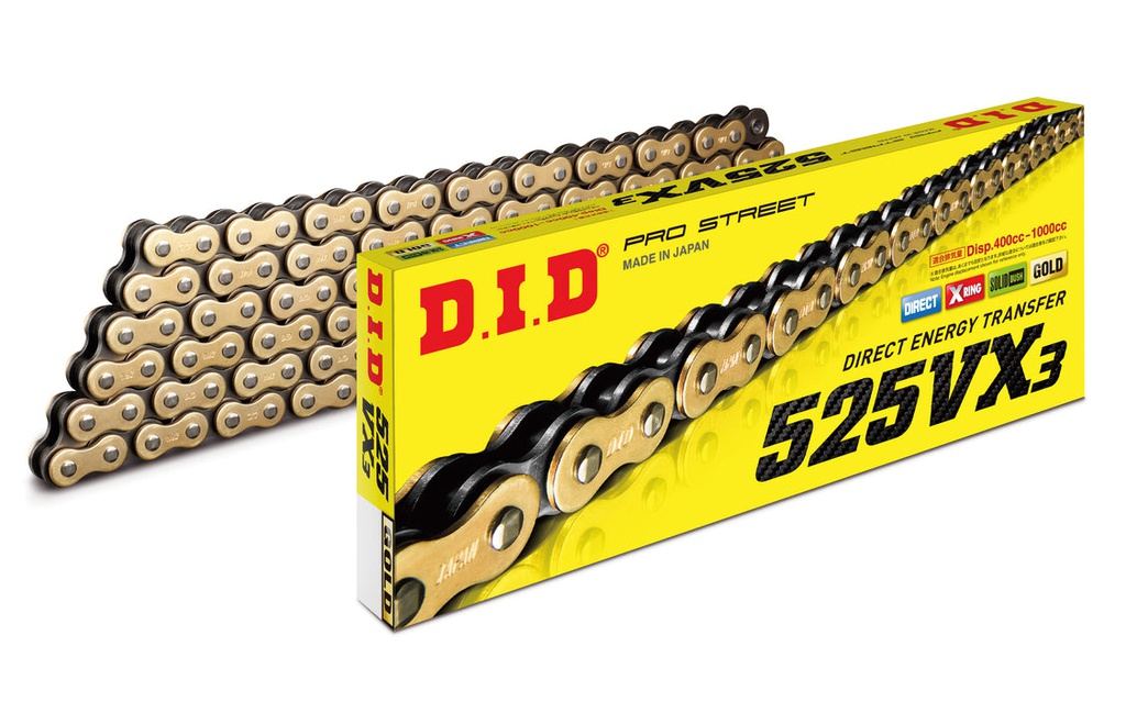 DID Chain 525 140L VX3 X-Ring Rivet Type ZB Gold/Black
