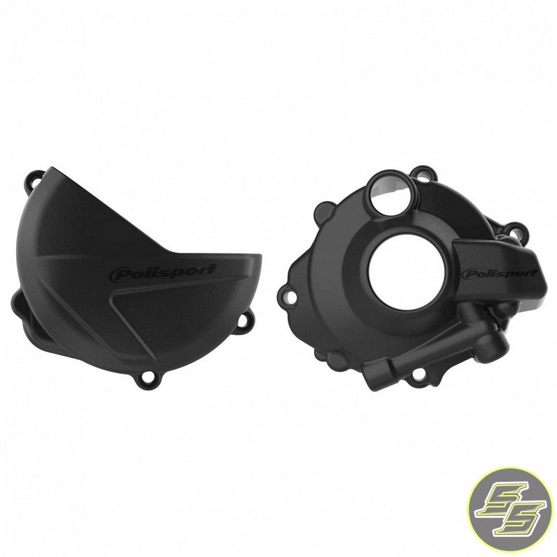 Polisport Clutch & Ignition Cover Protector Kit Honda CRF250R '18-21 Black