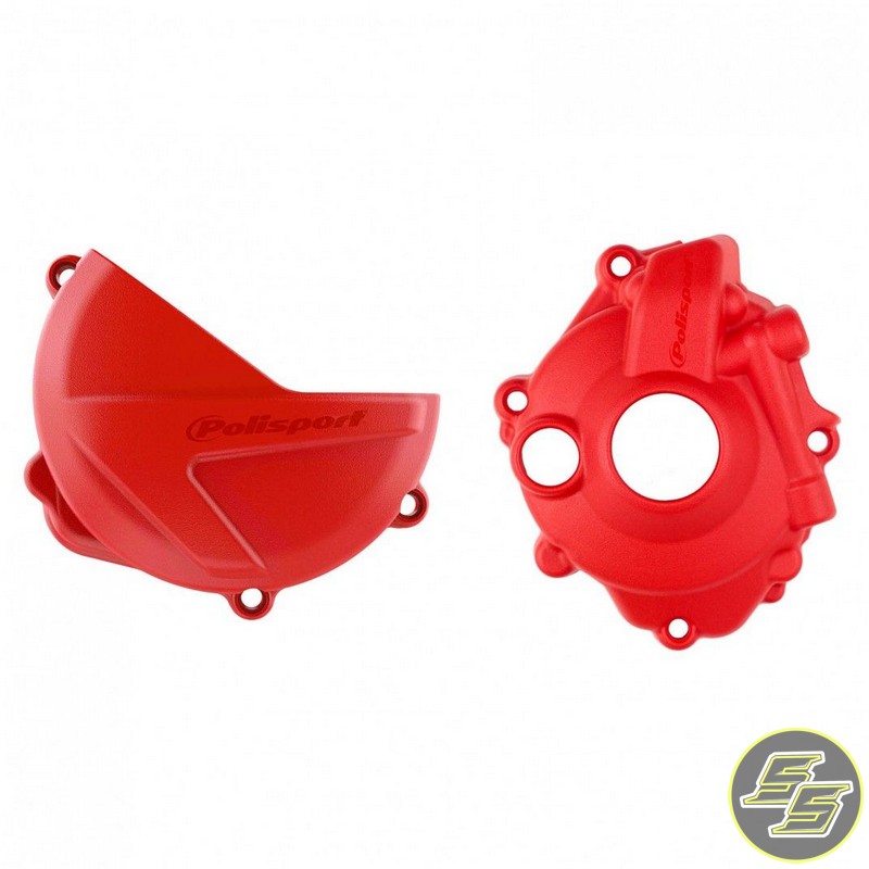 Polisport Clutch & Ignition Cover Protector Kit Honda CRF250R '18-21 Red