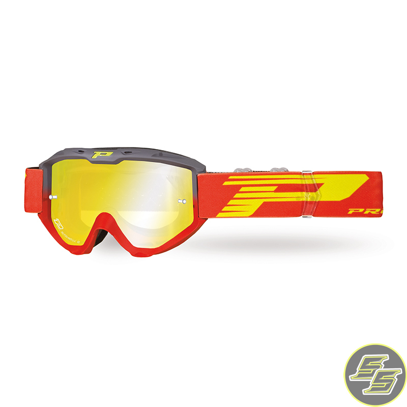 Progrip Goggle Riot FL Grey/Red w Mirror Lens