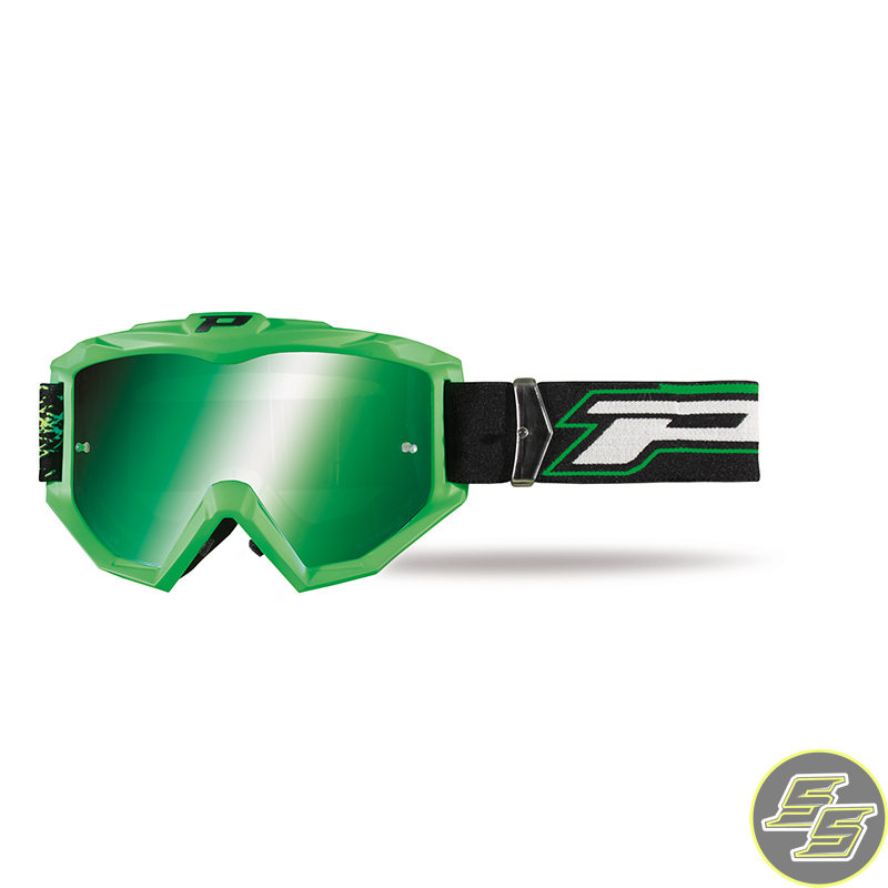 Progrip Goggle Shiny Side FL Green/Green w Mirror Lens