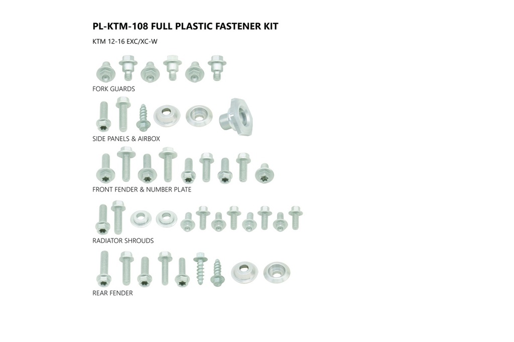 UFO Plastics Fastener Kit KTM EXC|EXCF '12-16