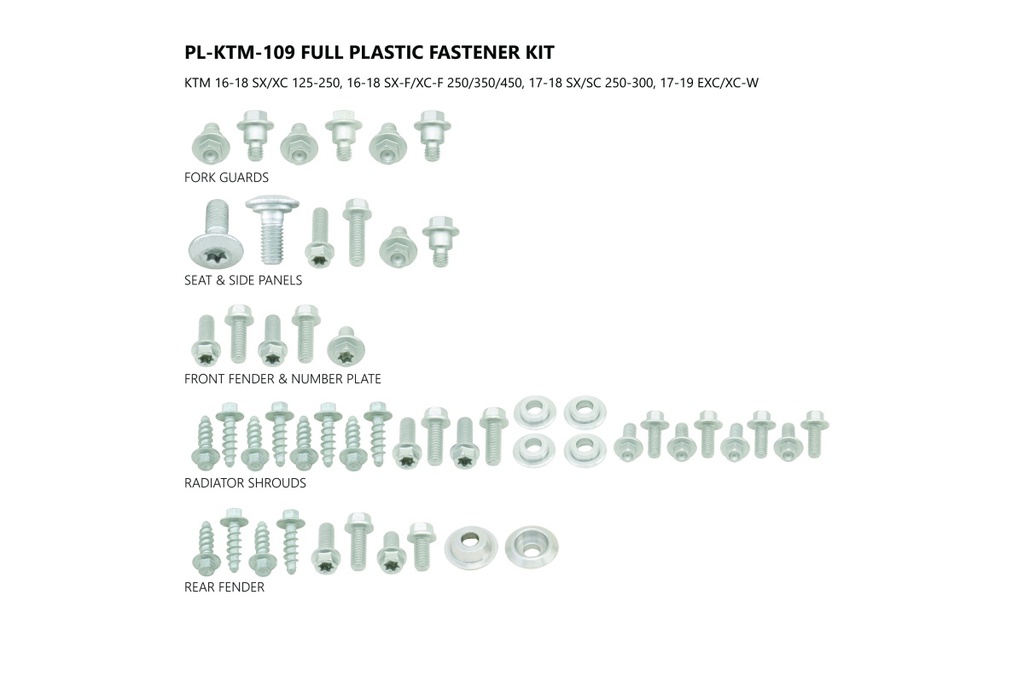 UFO Plastics Fastener Kit KTM SX|SXF|EXC|EXCF '16-18