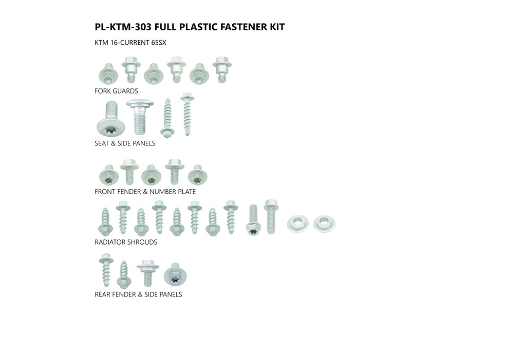 UFO Plastics Fastener Kit KTM SX65 '16-21