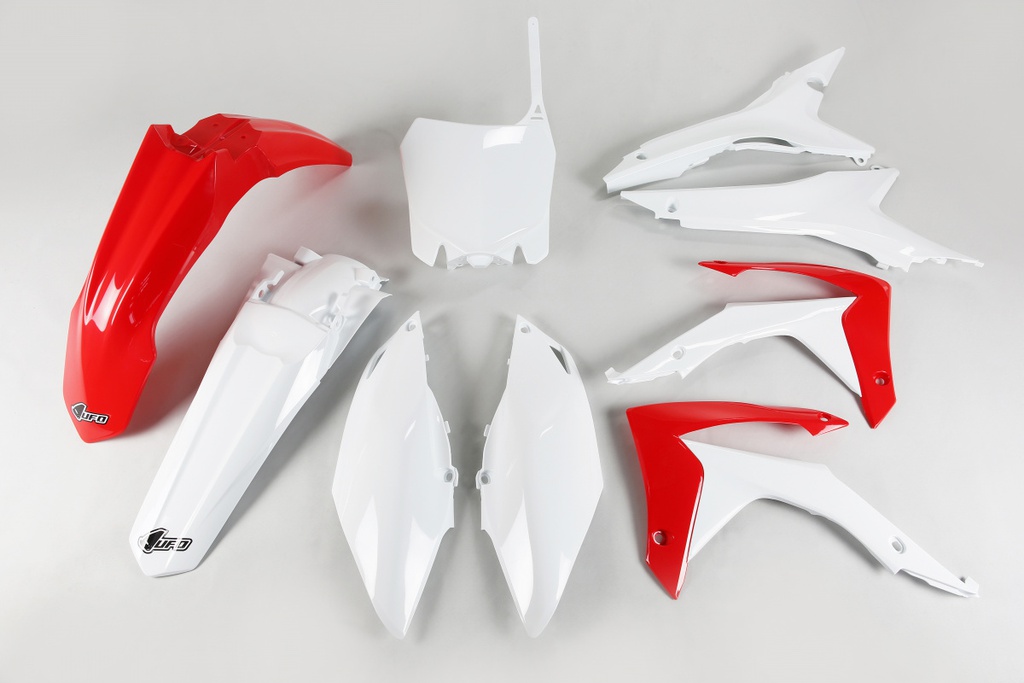 UFO Plastics Kit Honda CRF250R|450R '14-17 OEM White/Red