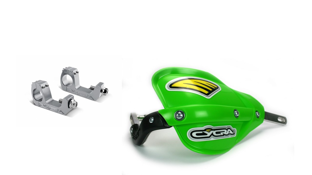 Cycra Probend Bar Pack w Green Enduro Hand Shields w T2 Clamps