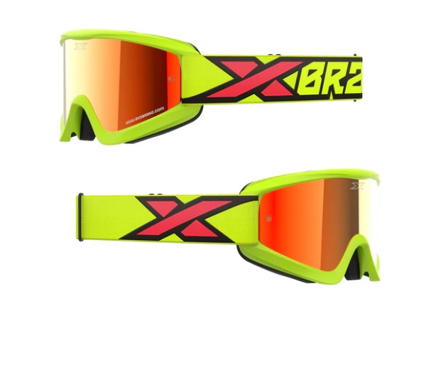 EKS Brand Flat Out Mirror Goggle Flo Yellow/Black/Fire Red