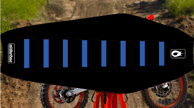 Nithrone Sticky Gripper Seat Black with Husky Blue Zebra Stripes