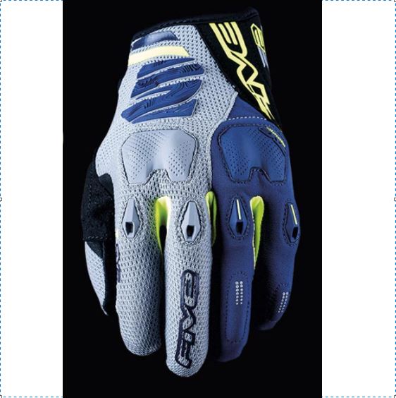 Five E2 Enduro Gloves Grey/Flo Yellow/Navy