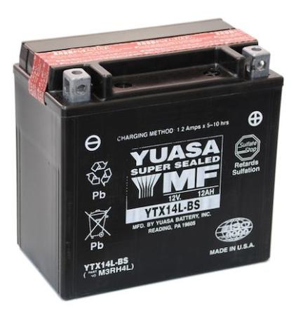 Toplite Battery YTX14L-BS Dry with Acid